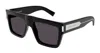 Saint Laurent Black Crystal Black Acetate Sunglasses In Animal Print