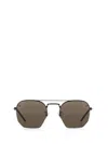 Saint Laurent Rectangular Metal Frame Sunglasses With Slim Temples In Brown