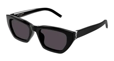 Saint Laurent Black Cat Eye Ladies Sunglasses Sl M127-f 001 53 In 001 Black Black Black