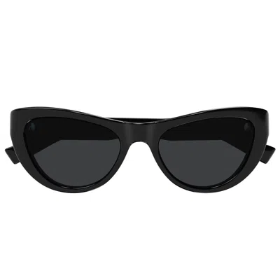 Saint Laurent Sl 676 Linea New Wave 001 Black Sunglasses In Black Black Black