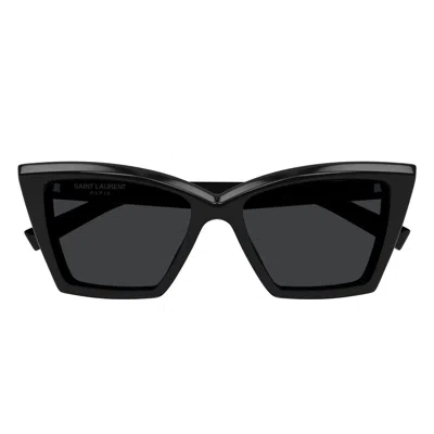 Saint Laurent Sl 657 Square Cat-eye Sunglasses In Black Black Black