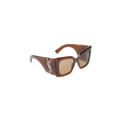 Saint Laurent Sl M119 Blaze Crystal Cat Eye Sunglasses In Brown