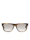 Saint Laurent Logo-print Square-frame Sunglasses In Brown