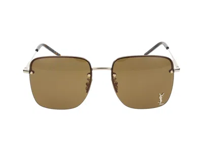 Saint Laurent Eyewear Square Frame Sunglasses In 006 Gold Gold Brown