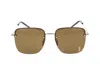Saint Laurent Womens Ys000297 Sl 312 M Rectangular-frame Metal Sunglasses Gold In Gold Gold Brown