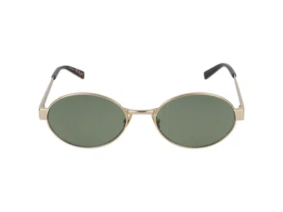 Saint Laurent Eyewear Oval Frame Sunglasses In Gold Gold Green