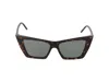 Saint Laurent Square Cat Eye Sunglasses In Havana Havana Grey