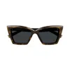 Saint Laurent Beveled Acetate Cat-eye Sunglasses In Havana/grigio