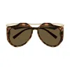 Saint Laurent Womens Multi-coloured Ys000610 Amelia Pilot-frame Metal Sunglasses In Havana/marrone
