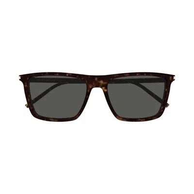 Saint Laurent Sunglasses In Marrone/grigio