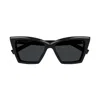 Saint Laurent Beveled Acetate Cat-eye Sunglasses In Nero/grigio