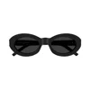 Saint Laurent Oval Frame Sunglasses Metal Hinges In Nero/nero