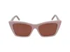 Saint Laurent Eyewear Rectangular Frame Sunglasses In Pink Pink Brown