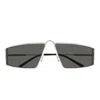 Saint Laurent Sl 606 Rectangle-frame Sunglasses In Silver Silver Grey