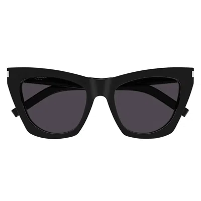 Saint Laurent Sunglasses Sl 214 Kate 001 New Wave Black/grey Women In Red