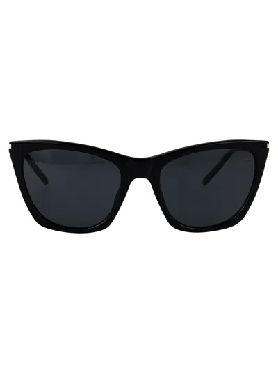 Saint Laurent Sl 214 Kate Thin 001 Occhiali Da Sole Neri Per Uomo In Black