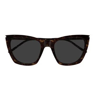 Saint Laurent Sunglasses Sl 214 Kate Thin 002 Havana/grey Women In Purple