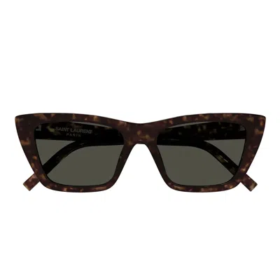 Saint Laurent Sunglasses Sl 276 Mica 002 New Wave Brown/grey Women In Red