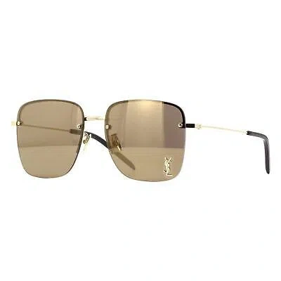 Pre-owned Saint Laurent Sunglasses Sl 312 M 006 Gold Grey Gold Mirror Women Ysl Logo Lens