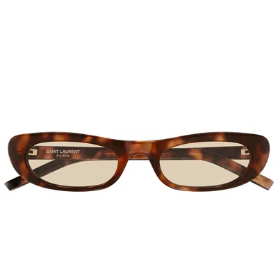 Saint Laurent Sunglasses Sl 557 Shade 008 Brown/brown Women In Pink