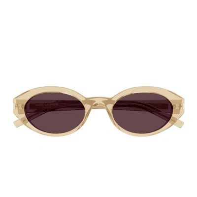 Saint Laurent Sl 567 Linea Corner Angle 007 Yellow Violet Sunglasses In Gold
