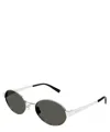 Saint Laurent Logo Metal Oval Sunglasses In Crl