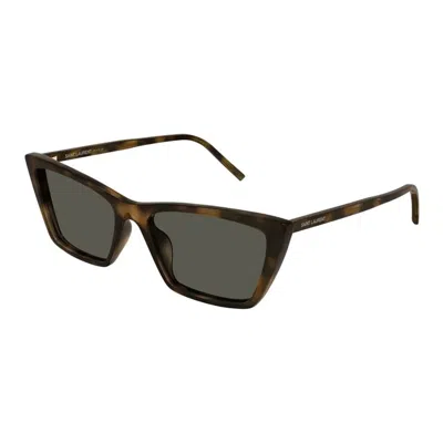 Saint Laurent Sl 737ica Thin-003 Havana-havana-grey In Black