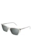 Saint Laurent Sl 737 Mica Thin Linea Sl Logo 004 Beige Silver Sunglasses In Crl