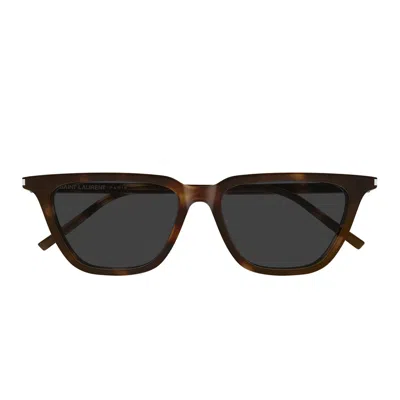 Saint Laurent Sunglasses Sl 889 Sulpice Thin 003 Light Brown/grey Women In White
