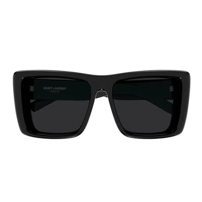 Saint Laurent Black-black-black Bio Injected Sunglasses In Gray