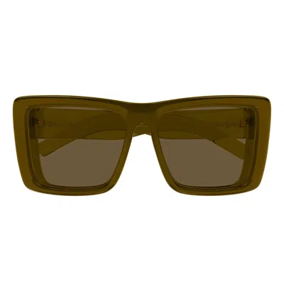 Saint Laurent Sunglasses Sl 900 Howl 004 Brown/brown Women In Green