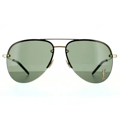 Pre-owned Saint Laurent Sunglasses Sl Classic 11 M 003 Gold Green