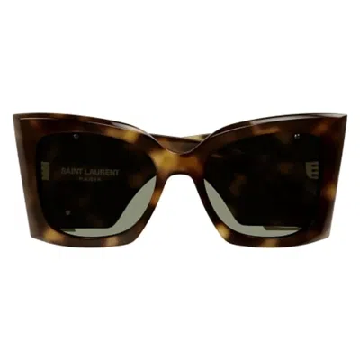 Saint Laurent Sunglasses Sl M119 Blaze 002 Havana/green Women In Red
