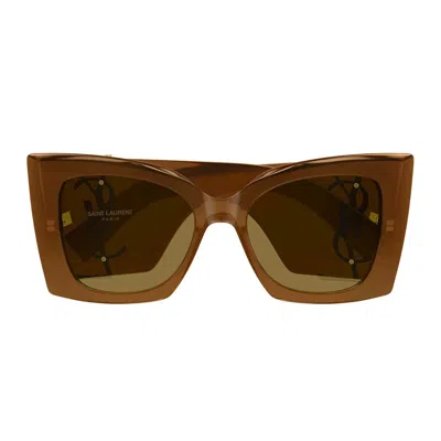 Saint Laurent Sunglasses Sl M119 Blaze Crystal 002 Brown/brown Women In Transparent