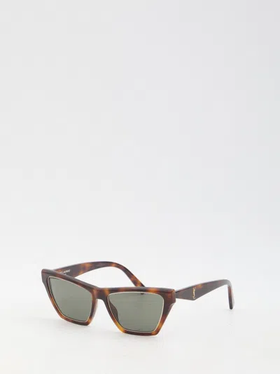 Saint Laurent Sunglasses Sl M130 Havana Gray Crystal In Brown