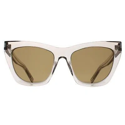 Pre-owned Saint Laurent Sunglasses Sl214 Kate 032 Transparent Beige Brown