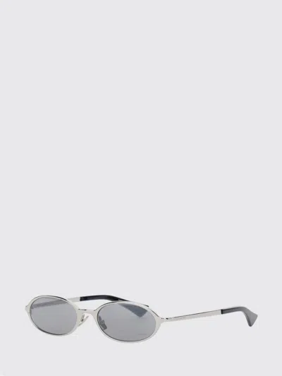 Saint Laurent A003df Elongated Round Acetate Sunglasses In Silver