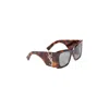 Saint Laurent Oversized Havana Green Acetate Sunglasses With Tortoiseshell Pattern In Brown