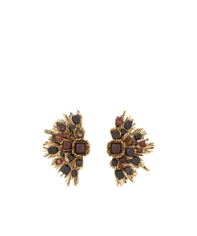 Saint Laurent Sunrise Earrings In Resin And Glass In Neutral