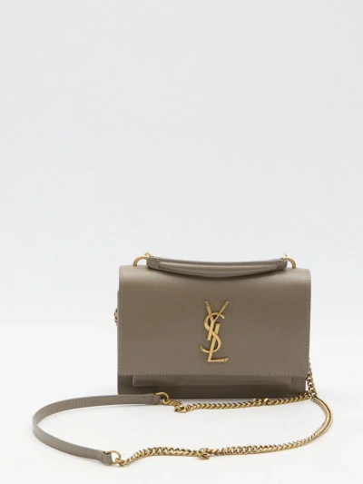 Saint Laurent Sunset Chain Wallet In Beige