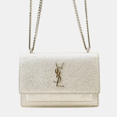 Pre-owned Saint Laurent Sunset Chain Wallet Champagne Gold Leather