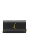 Saint Laurent Sunset Leather Chain Clutch In Black
