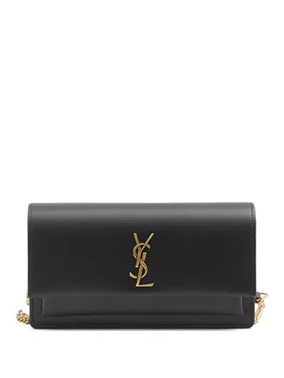 Saint Laurent Sunset Clutch Bag In Black