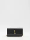 Saint Laurent Sunset Leather Chain Clutch In Black