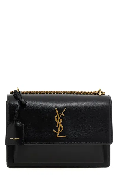 Saint Laurent 'sunset' Clutch In Black