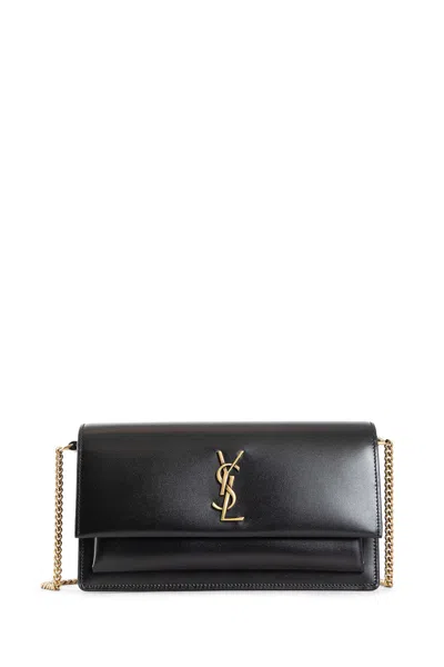Saint Laurent Sunset Clutch In Box Leather In Black