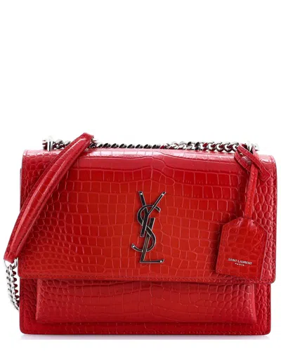 Saint Laurent Sunset Crossbody Bag Crocodile Embossed Leather Medium (authentic Pre-loved)