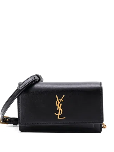 Pre-owned Saint Laurent Sunset Leather Baby Belt Bag In Black