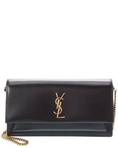 Saint Laurent Sunset Leather Clutch In Black