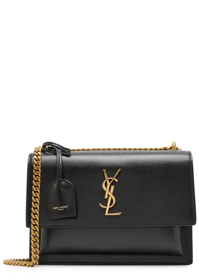 Saint Laurent Sunset Leather Cross-body Bag In Black